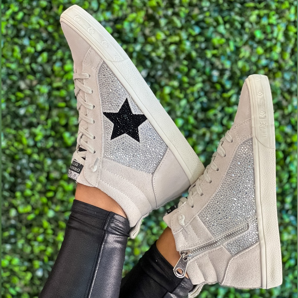 Vintage Havana Dyno Rhinestone High Top Sneakers.